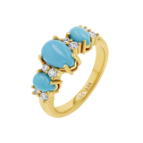 Three Stone Turquoise & Diamond Ring
