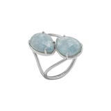 Pear Shape Aquamarine Duo Rose Cut Ring