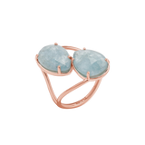 Pear Shape Aquamarine Duo Rose Cut Ring