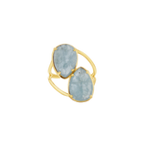 Pear Shape Aquamarine Duo Rose Cut Ring