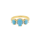 Three Stone Turquoise & Diamond Ring