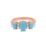 Three Stone Turquoise & Diamond Ring