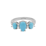 Three Stone Turquoise & Diamond Ring