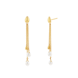 Pearl Drop Chain Earrings