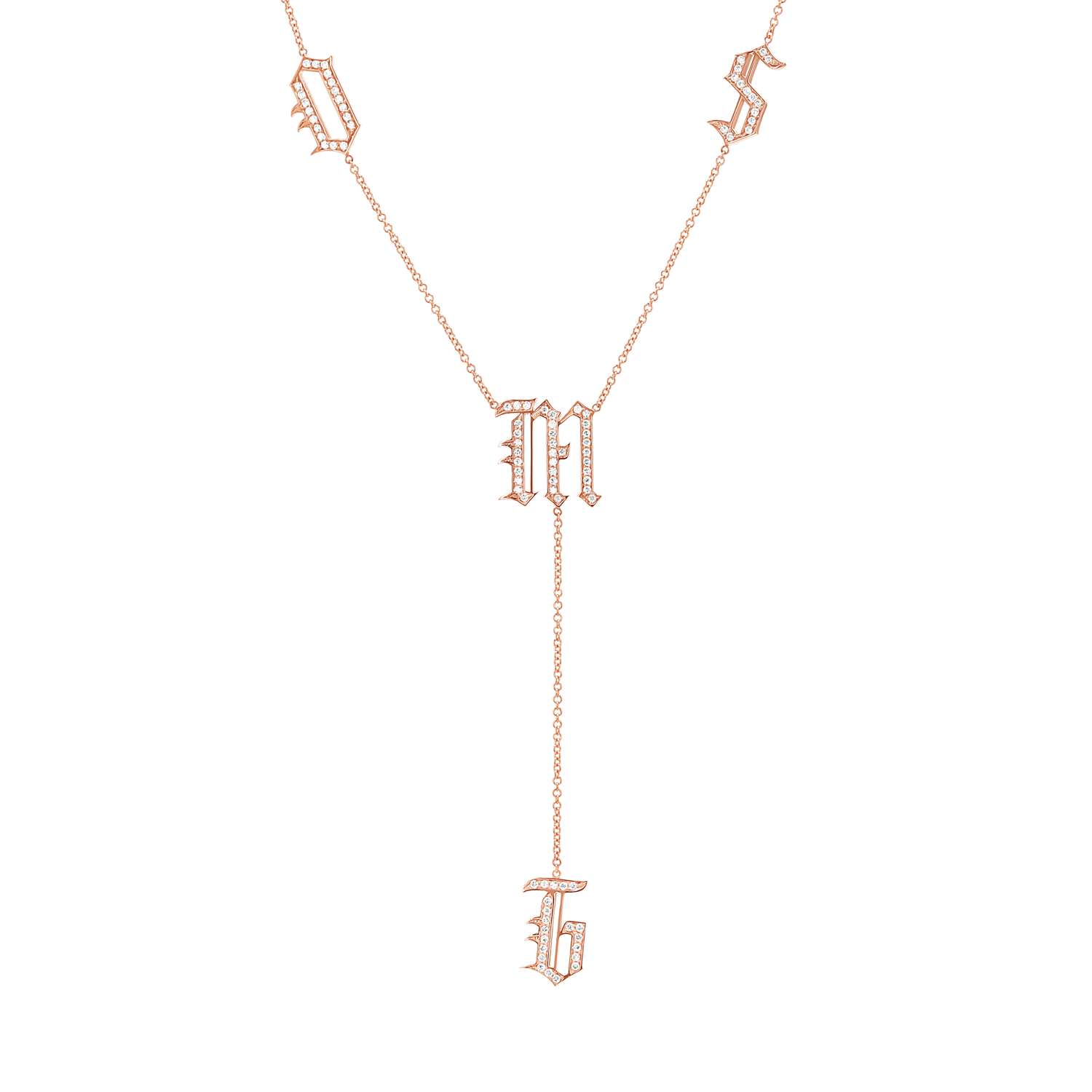 Diamond Old English Letter Drop Necklace