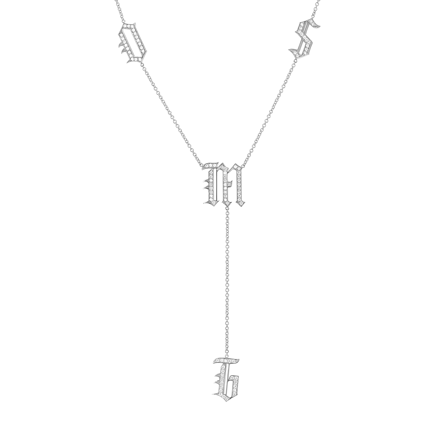 Diamond Old English Letter Drop Necklace