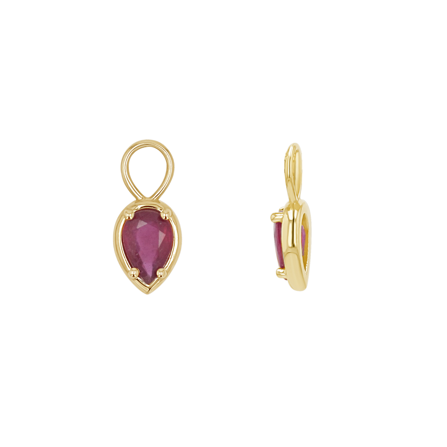 Gemstone Pear Huggies Charms