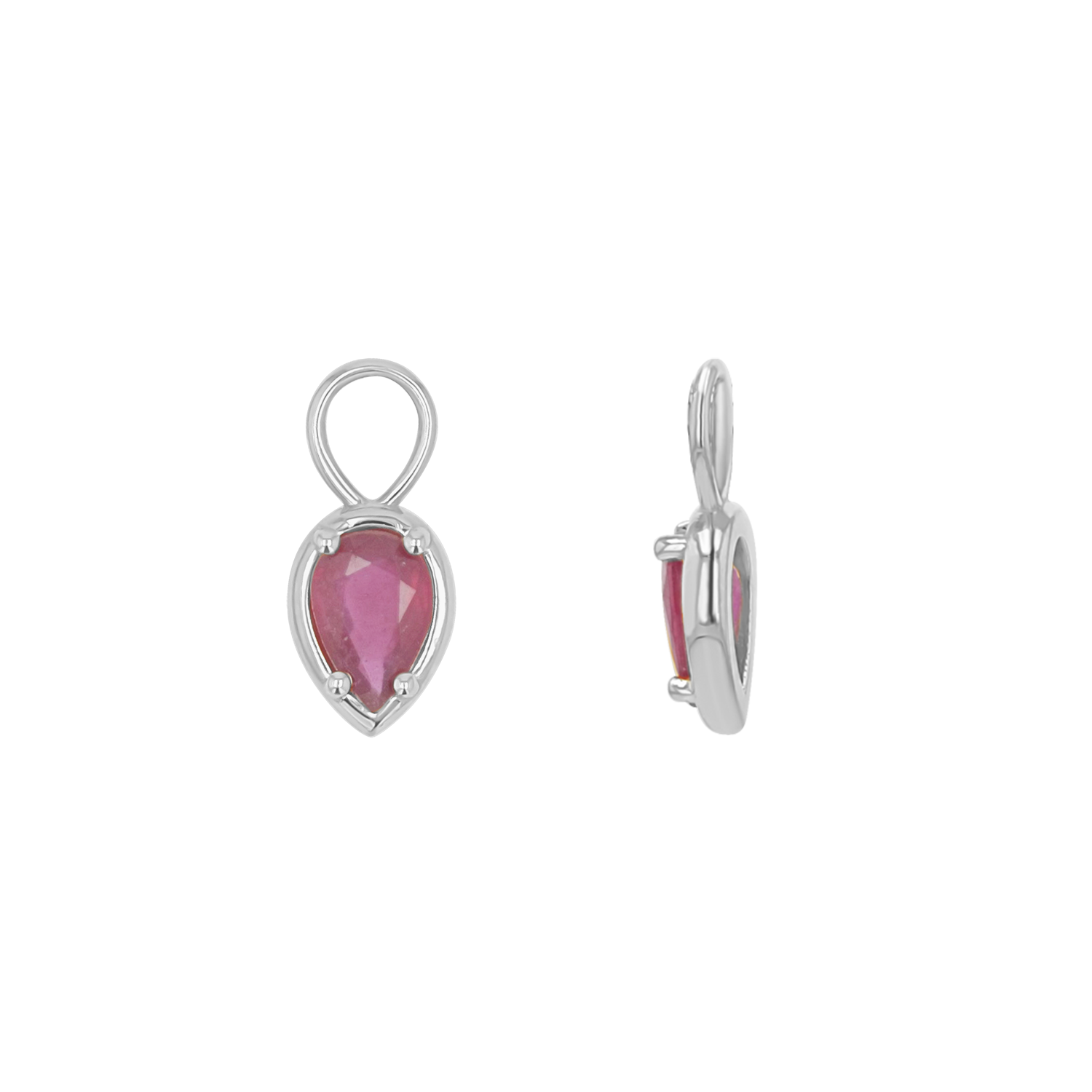 Gemstone Pear Huggies Charms