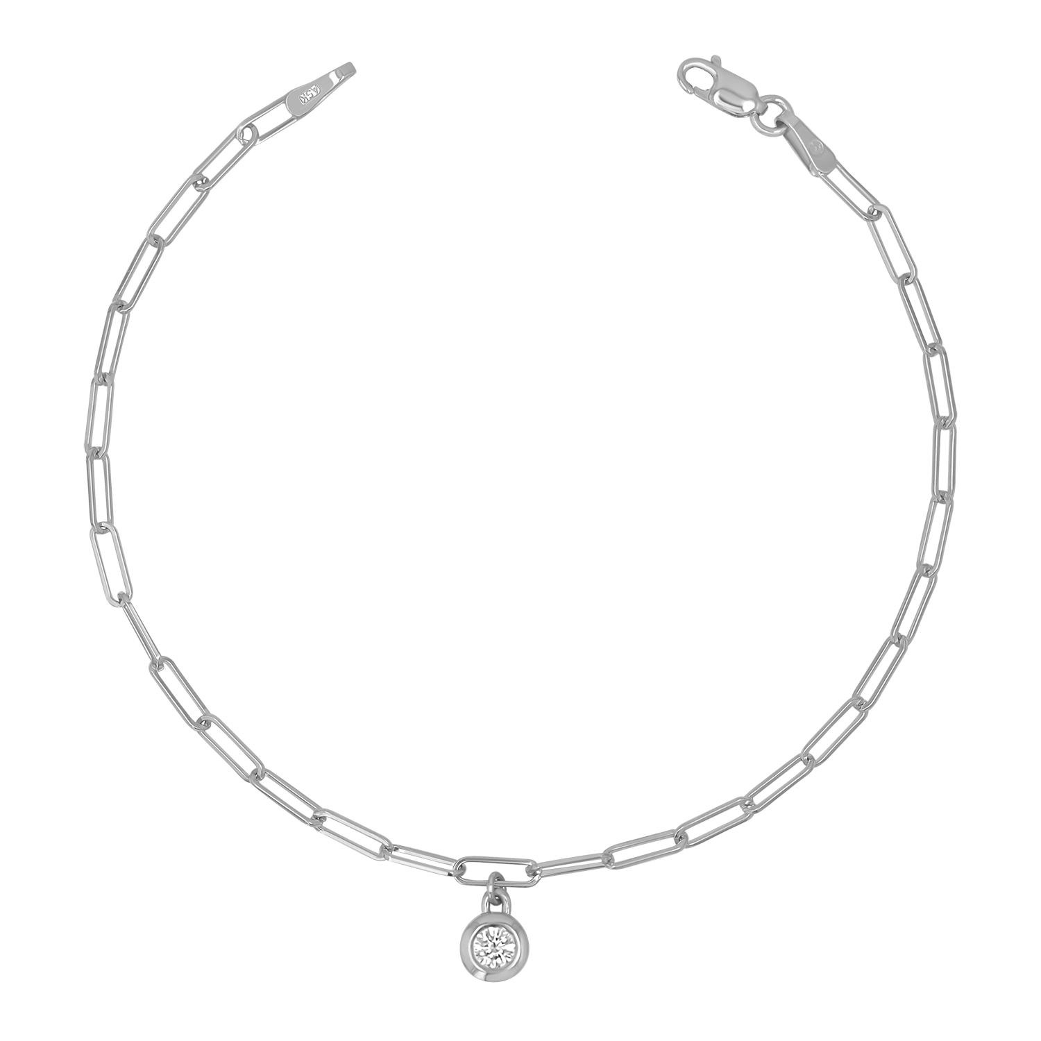 Wire Paper Clip Diamond Bezel Bracelet