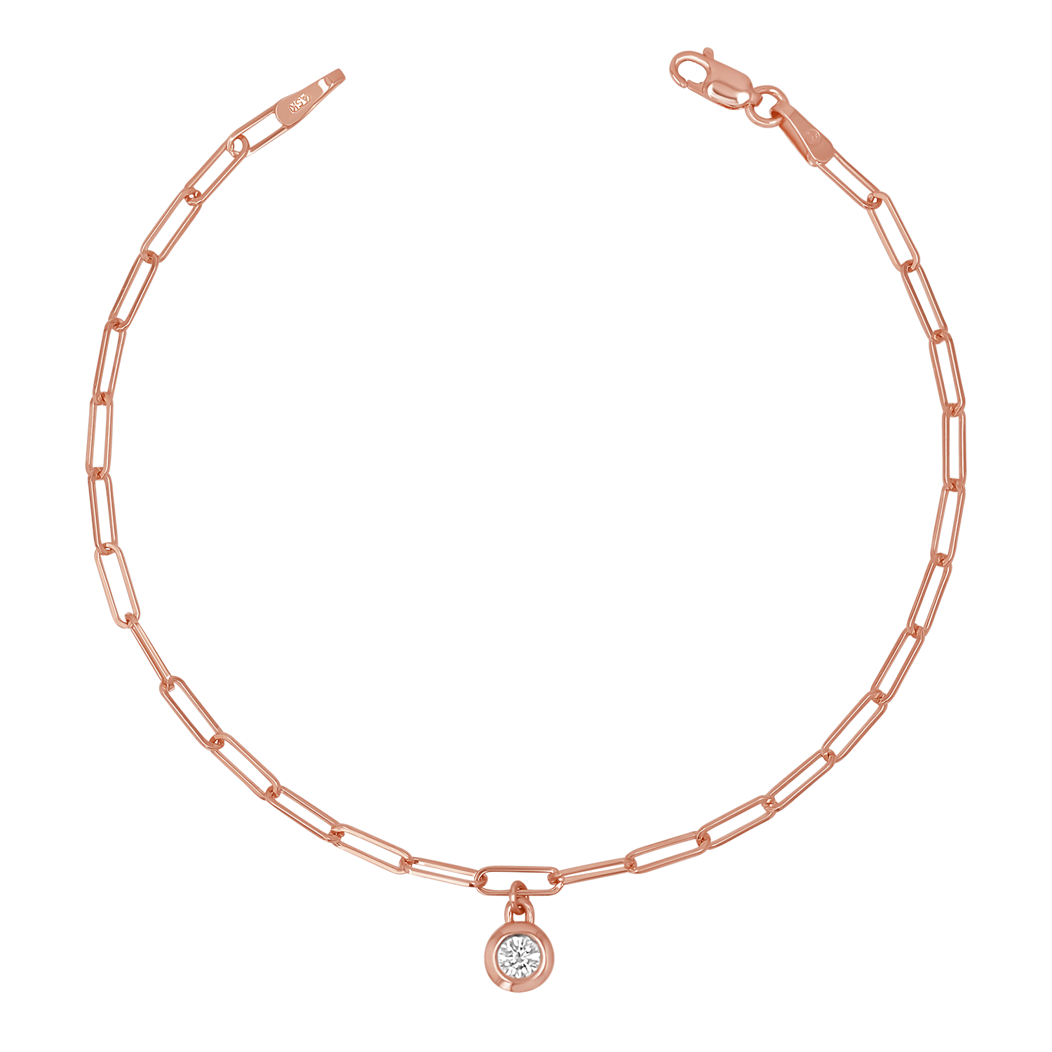 Wire Paper Clip Diamond Bezel Bracelet