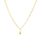 Wire Paperclip Diamond Bezel Necklace