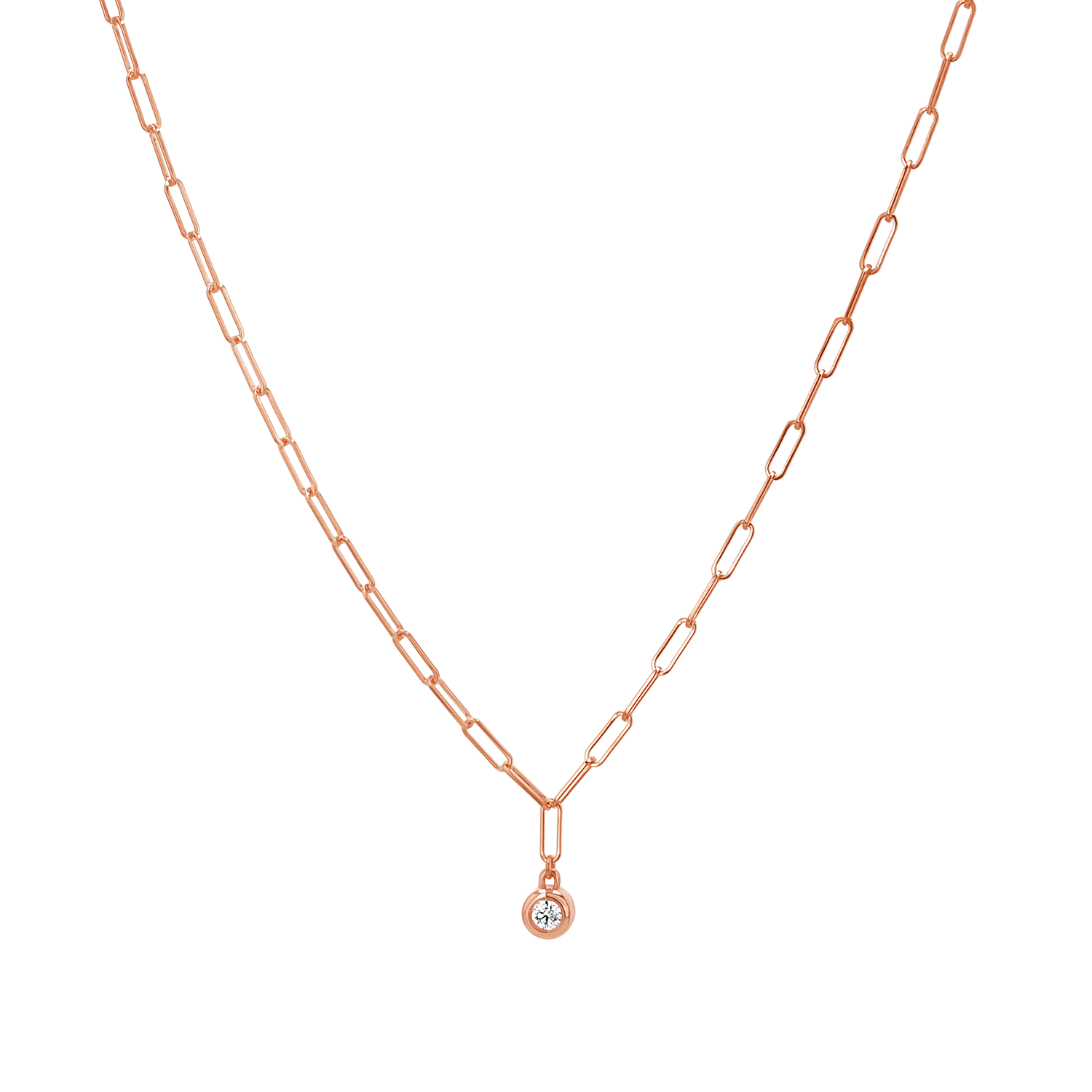 Wire Paperclip Diamond Bezel Necklace