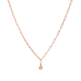 Wire Paperclip Diamond Bezel Necklace