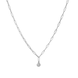 Wire Paperclip Diamond Bezel Necklace