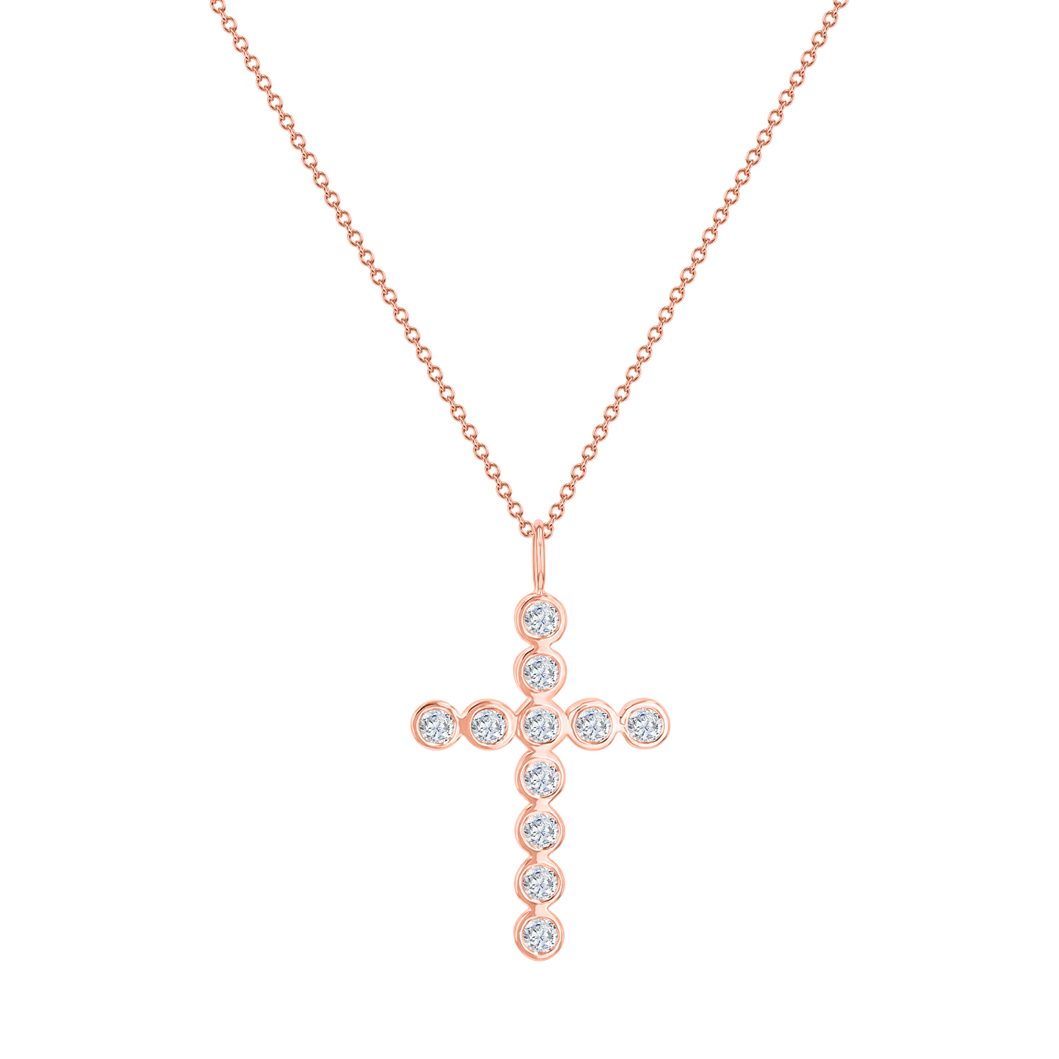 Grand Diamond Bezel Cross Necklace