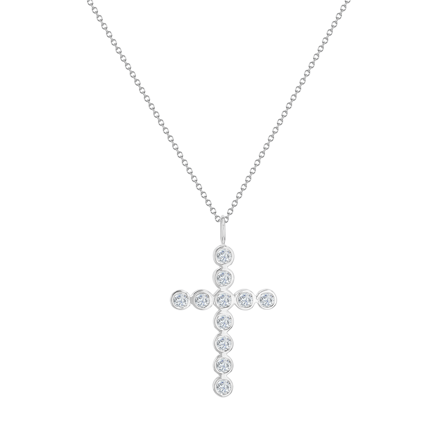 Grand Diamond Bezel Cross Necklace