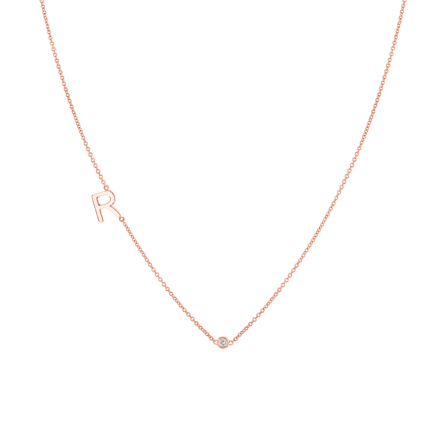 Single Letter Diamond Bezel Necklace