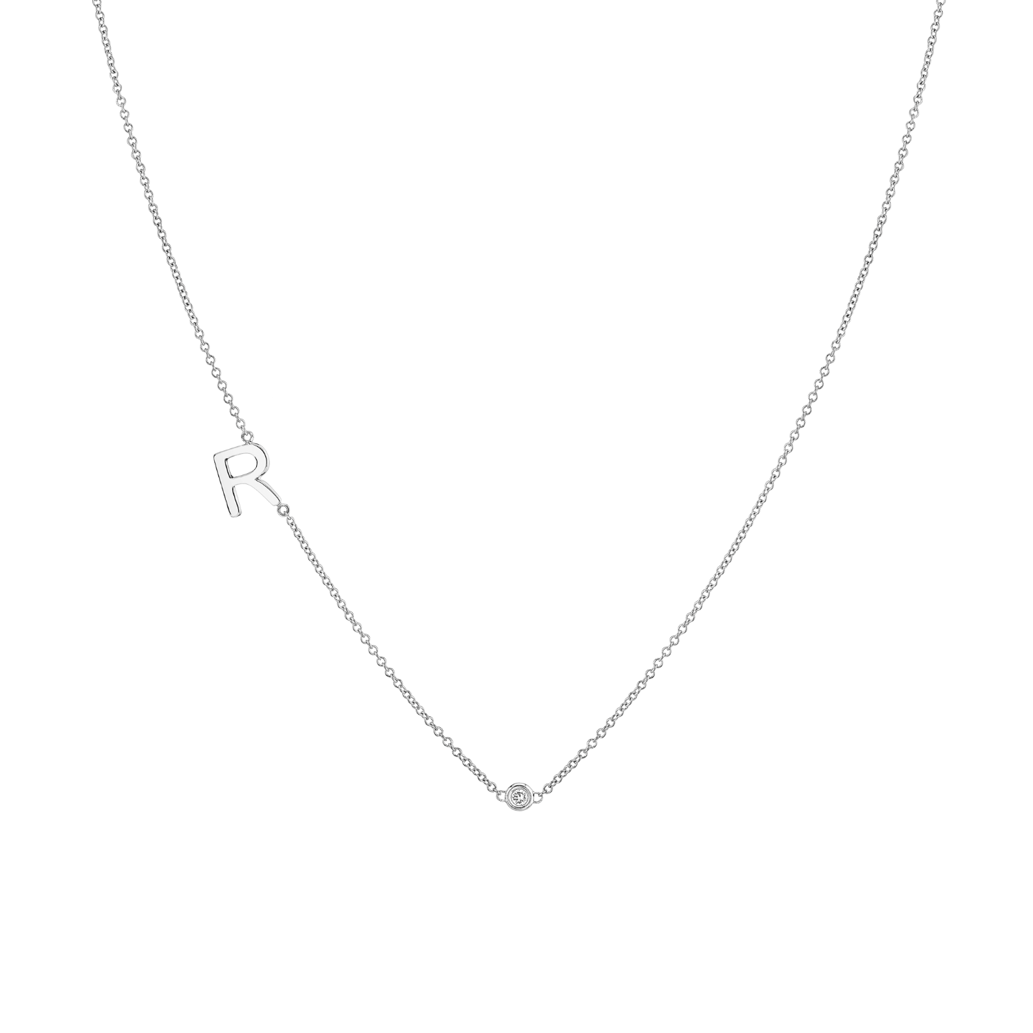 Single Letter Diamond Bezel Necklace