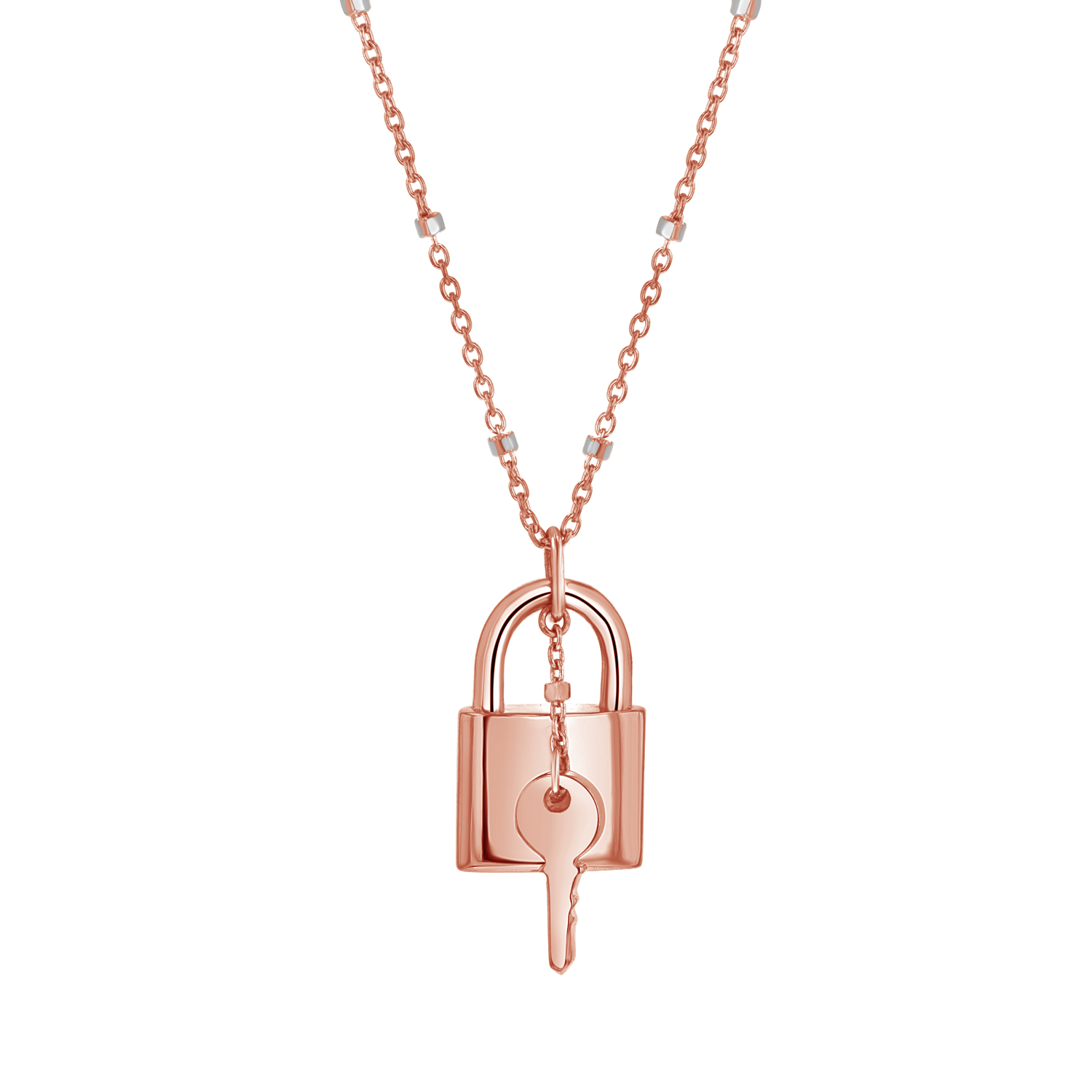 Love Padlock and Key Sparkle Chain Necklace