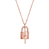 Love Padlock and Key Sparkle Chain Necklace