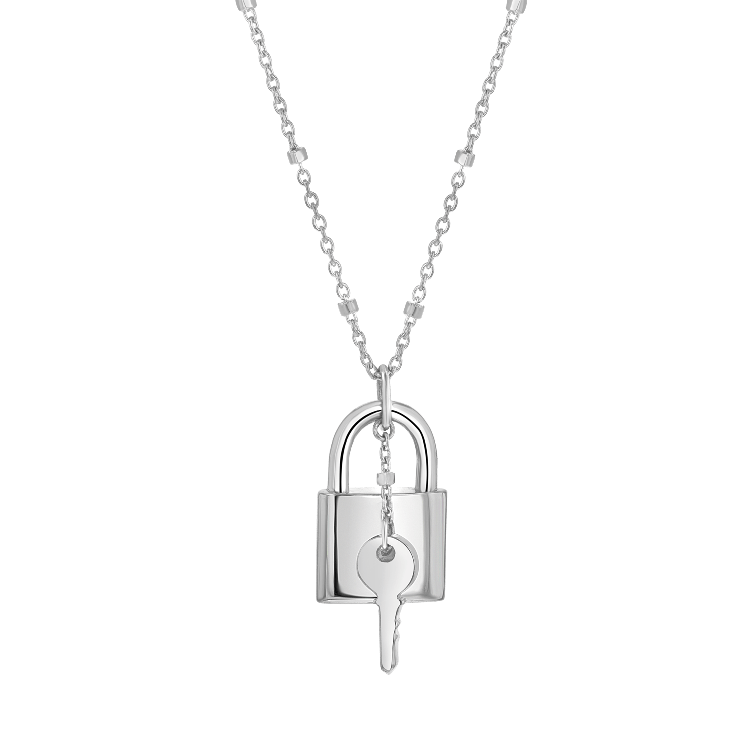 Love Padlock and Key Sparkle Chain Necklace