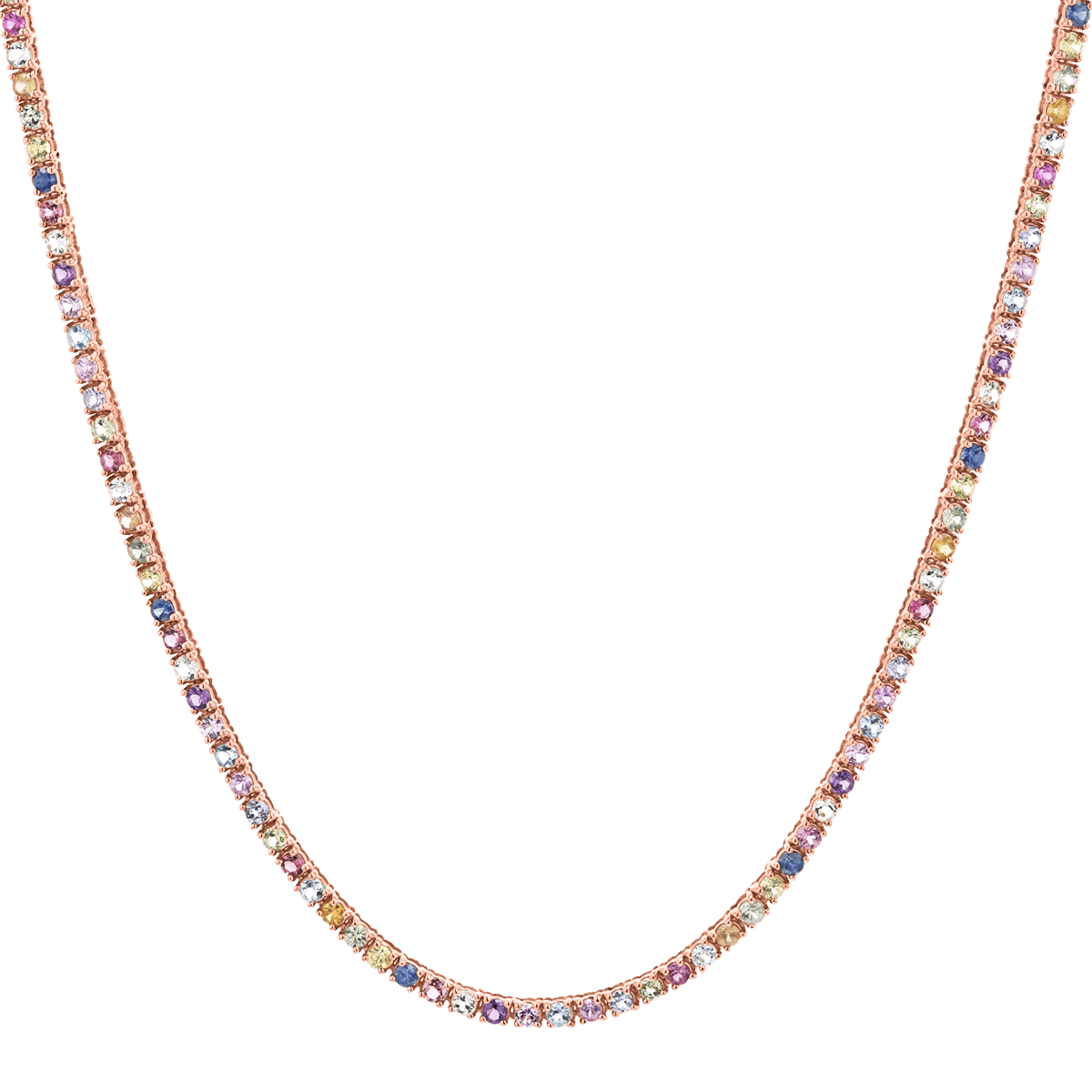 Rainbow Gemstone Tennis Necklace
