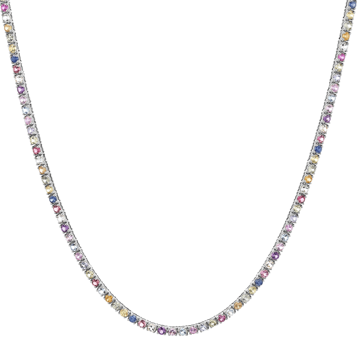Rainbow Gemstone Tennis Necklace