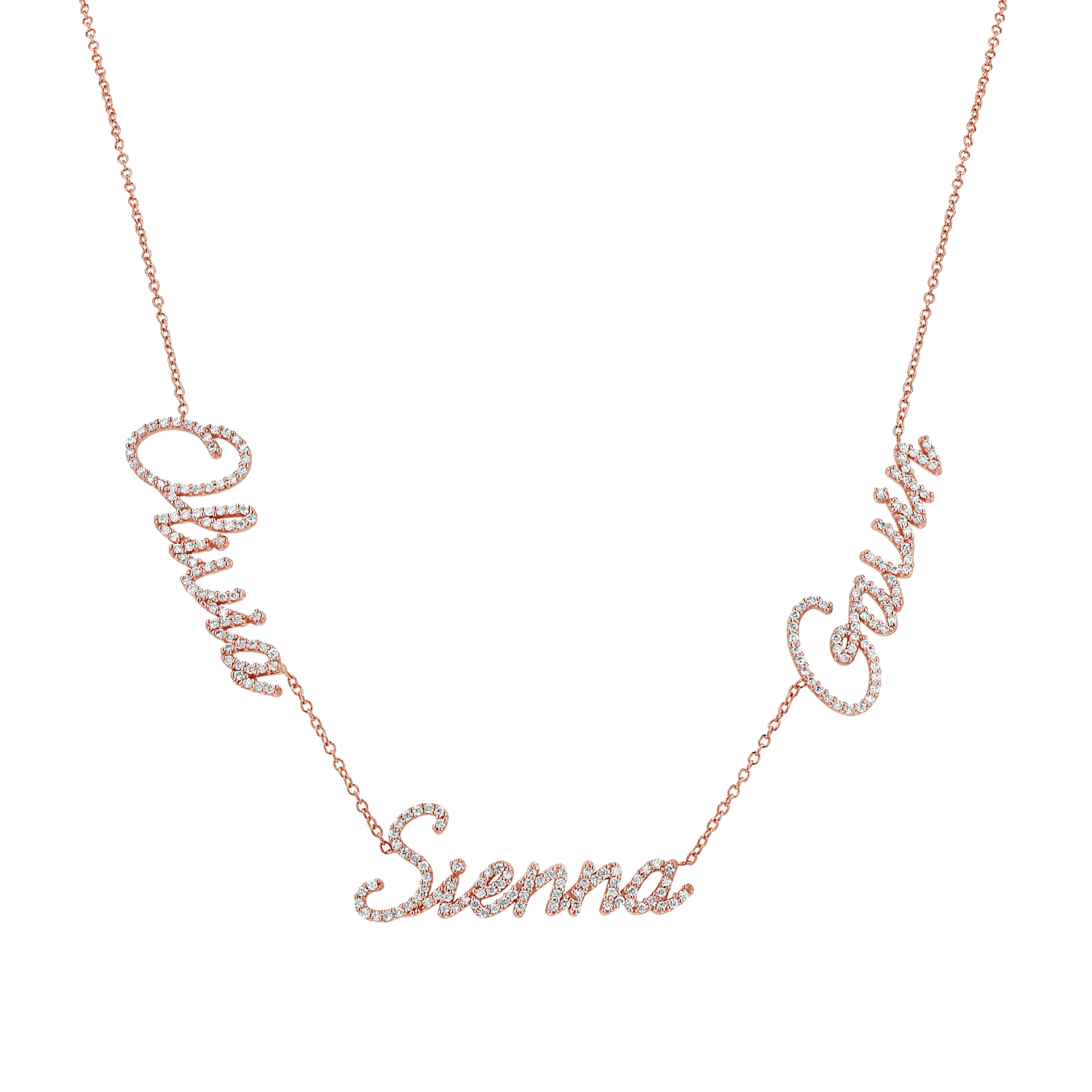 Multi Diamond Custom Script Name Necklace