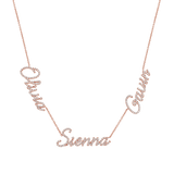 Multi Diamond Custom Script Name Necklace