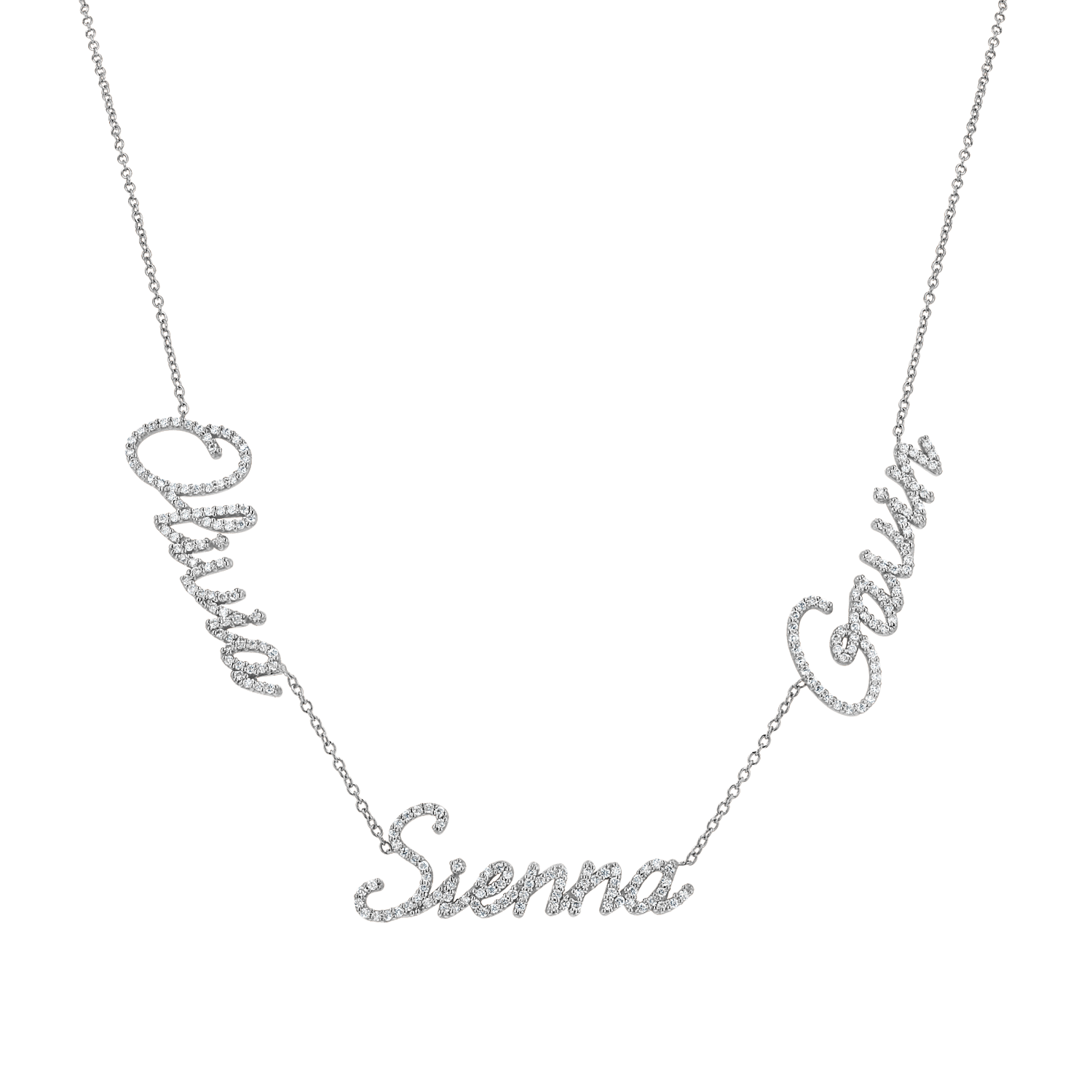 Multi Diamond Custom Script Name Necklace