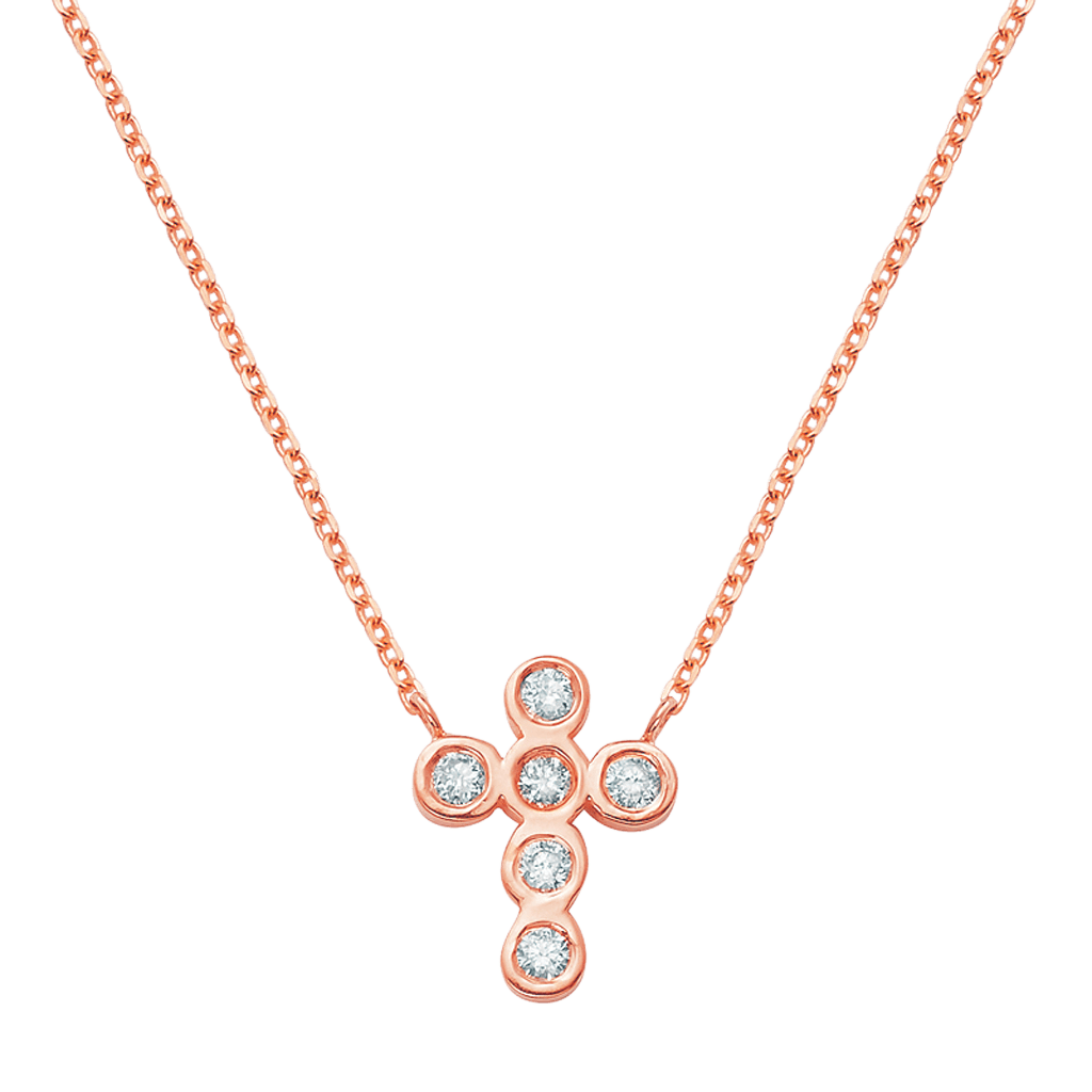 Diamond Bezel Cross Necklace