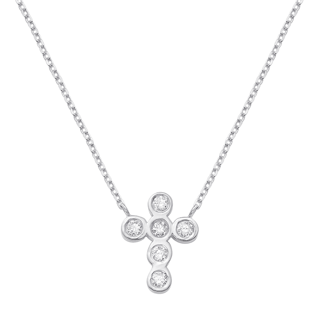 Diamond Bezel Cross Necklace