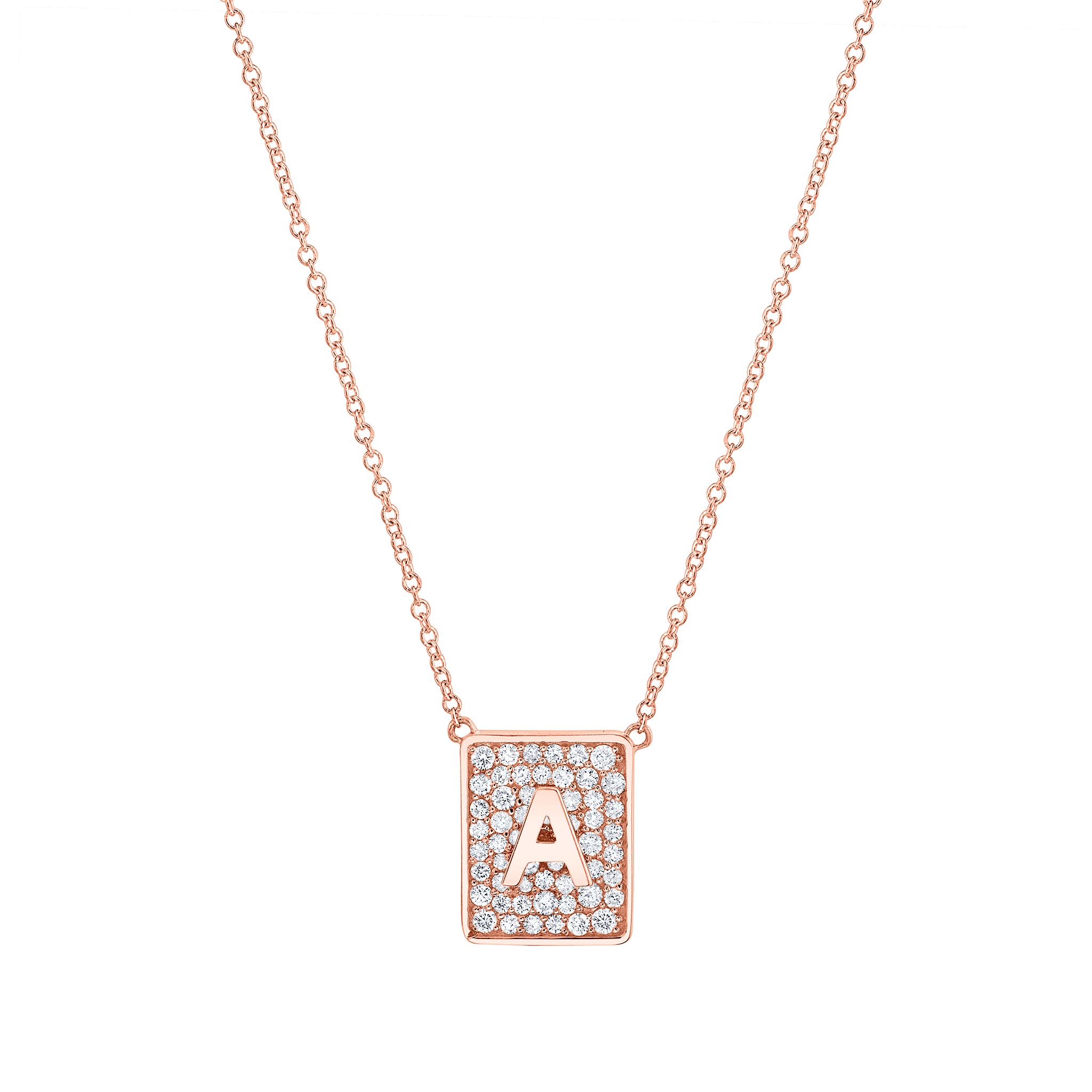 Square Diamond Initial Necklace