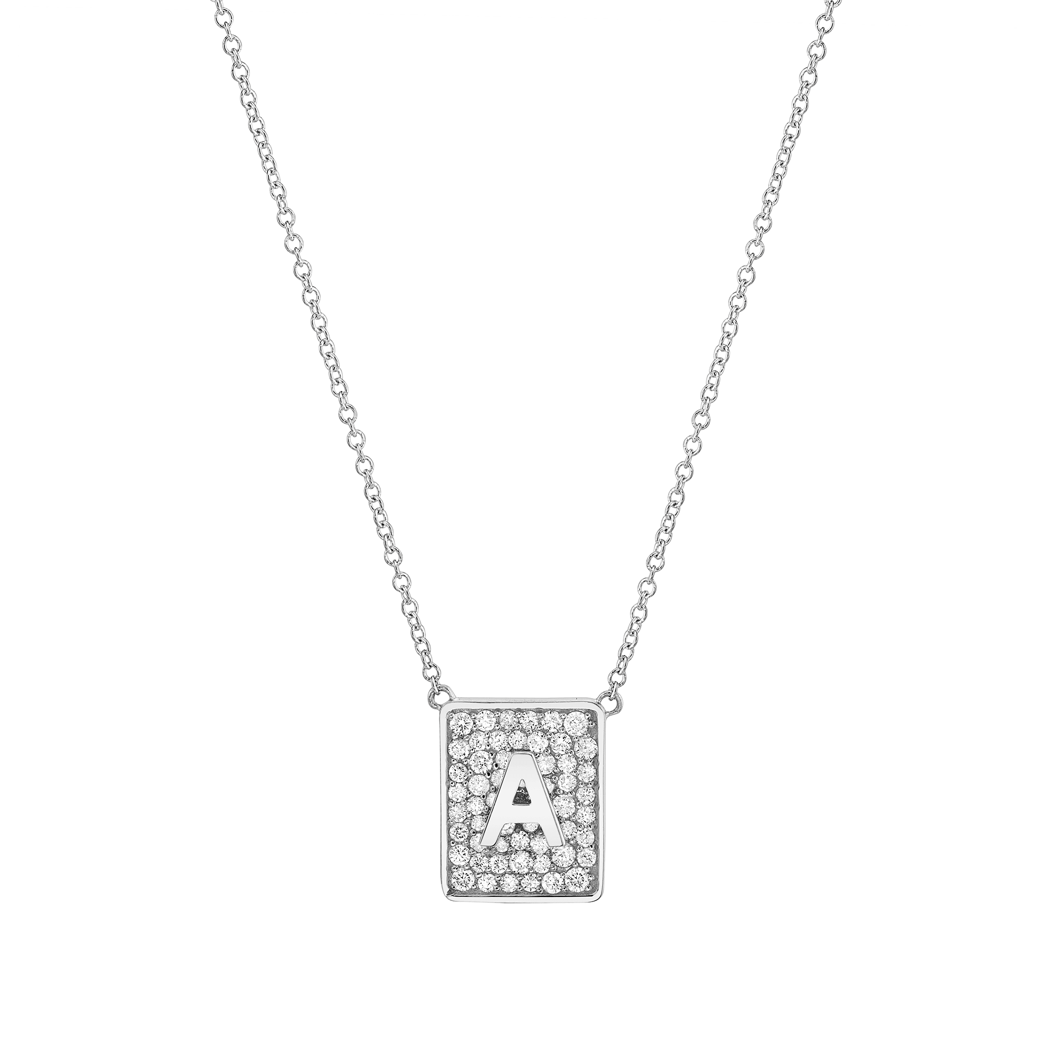 Square Diamond Initial Necklace