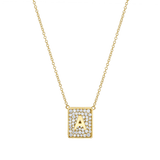 Square Diamond Initial Necklace