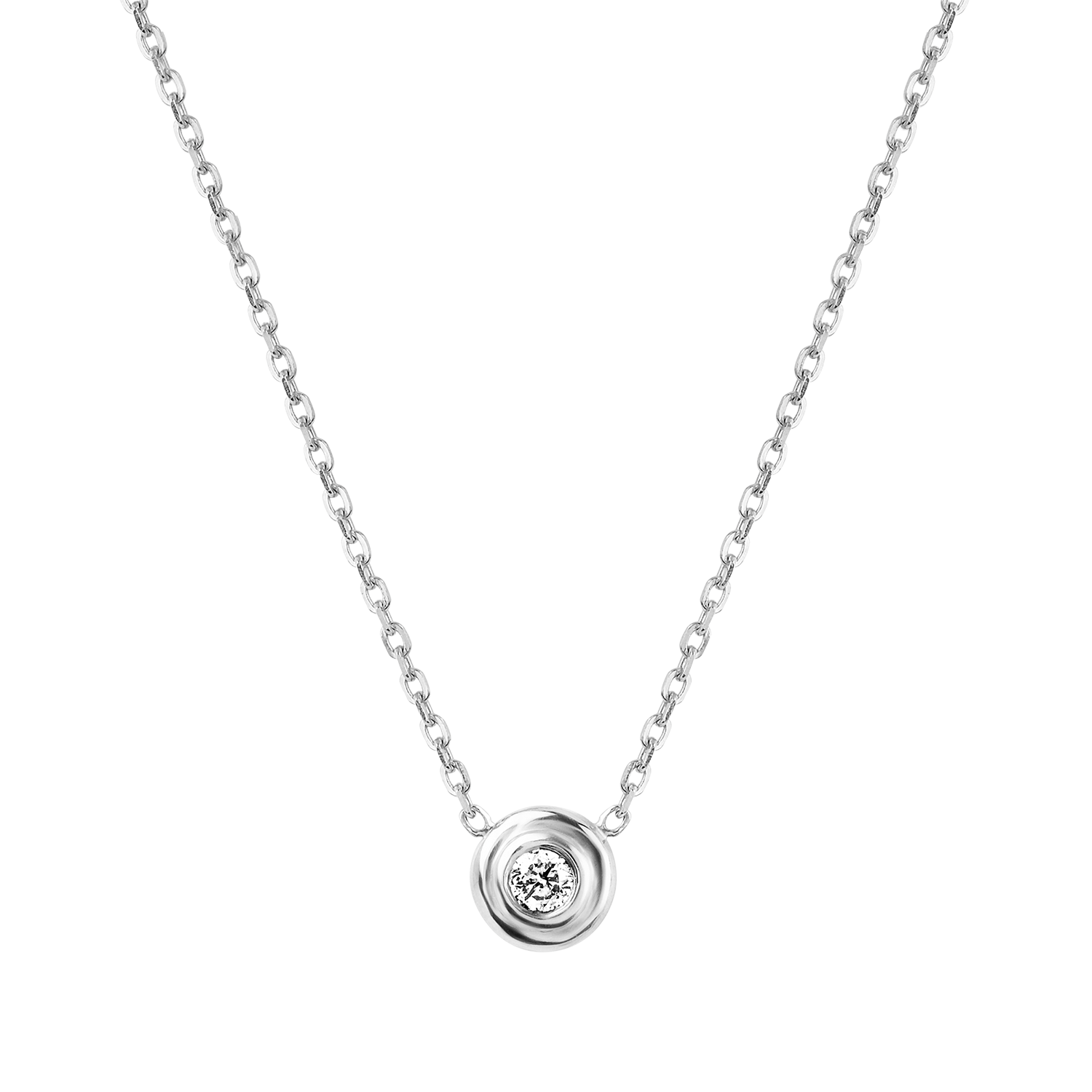 Kids Step Bezel Solitaire Necklace