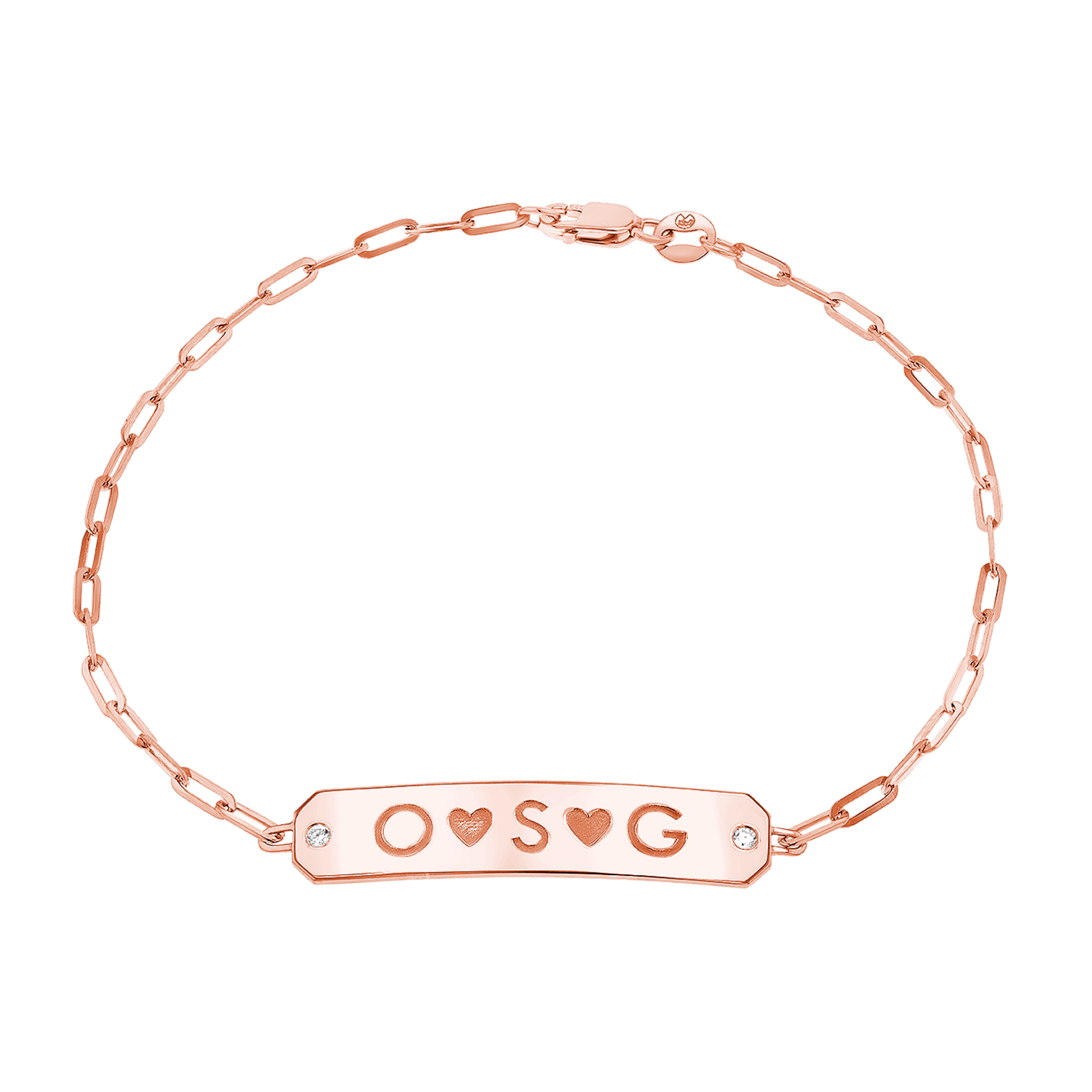 Paper Clip Chain Diamond ID Bracelet