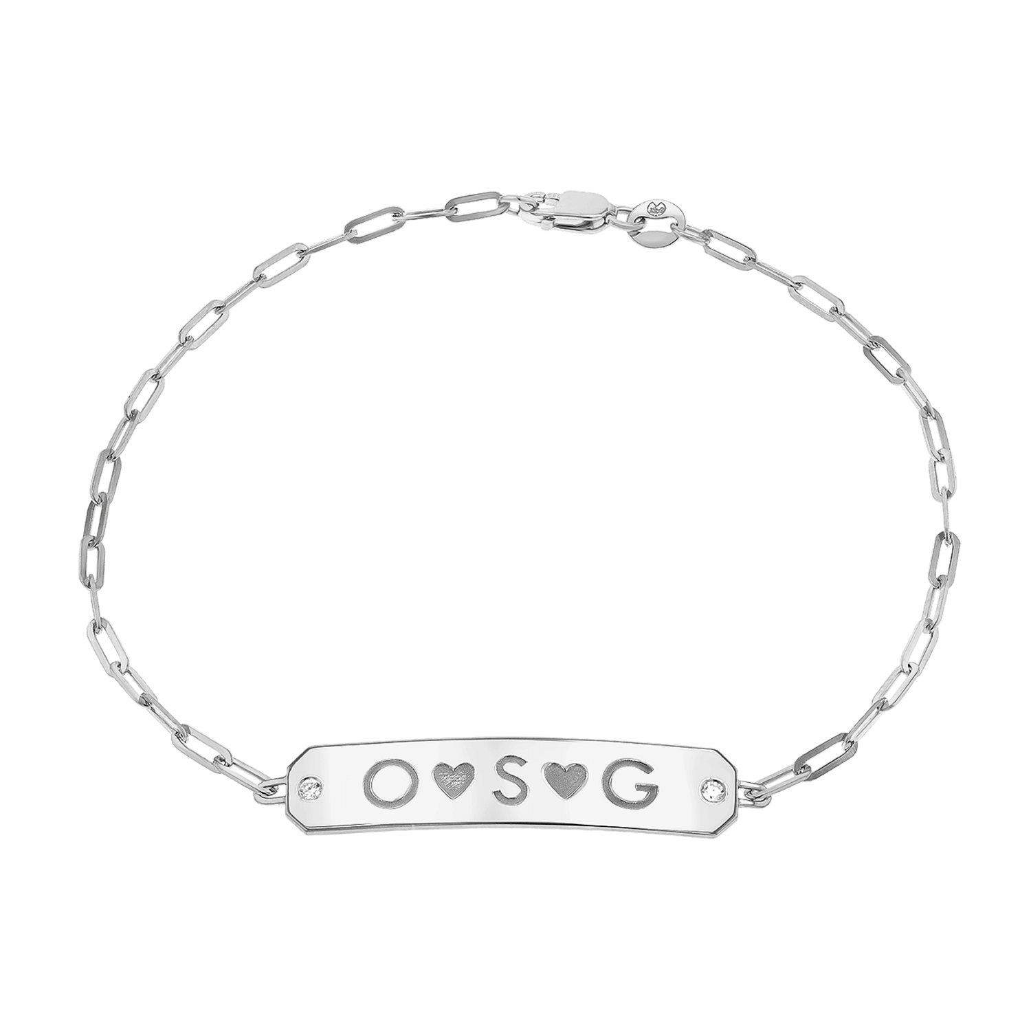 Paper Clip Chain Diamond ID Bracelet