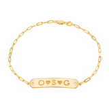 Paper Clip Chain Diamond ID Bracelet