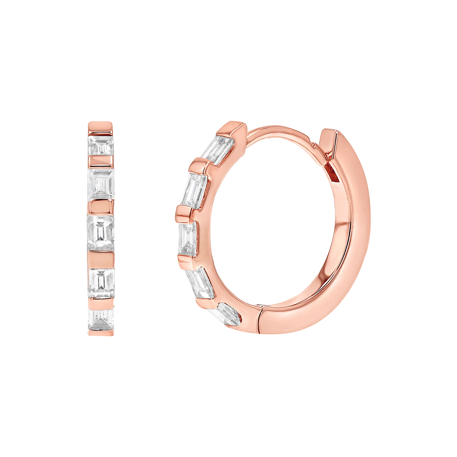 Baguette Huggies Hoop Earrings