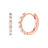 Baguette Huggies Hoop Earrings