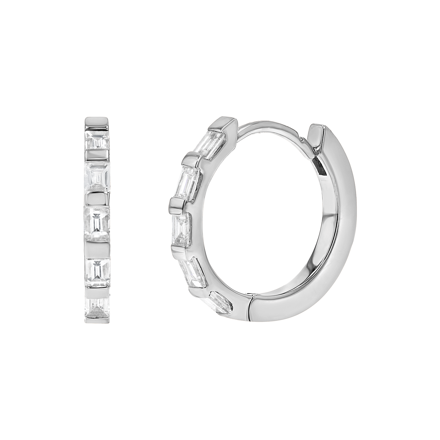Baguette Huggies Hoop Earrings