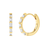 Baguette Huggies Hoop Earrings