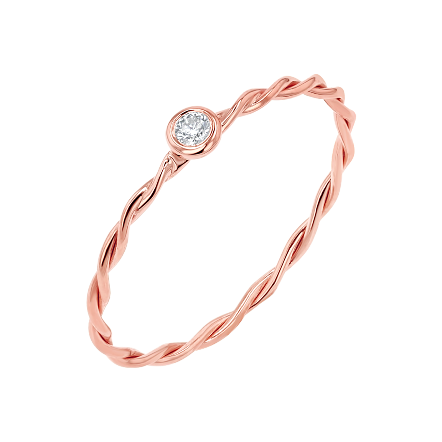 Diamond Bezel Twist Ring