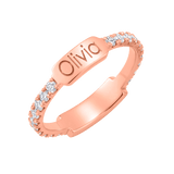 Moyen Diamond U-Pave Engraved Ring
