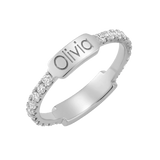 Moyen Diamond U-Pave Engraved Ring