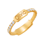 Moyen Diamond U-Pave Engraved Ring
