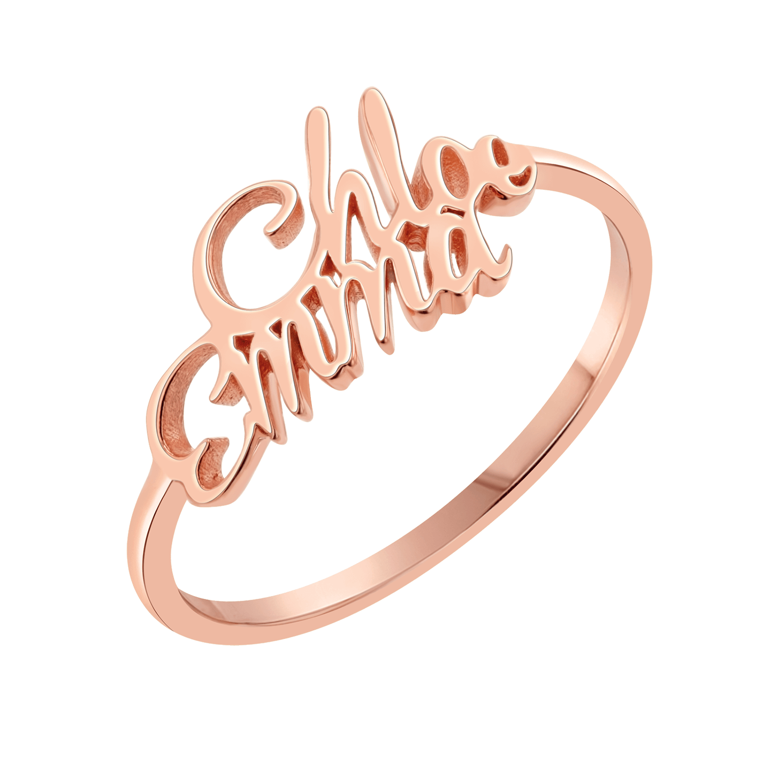Script Double Name Ring