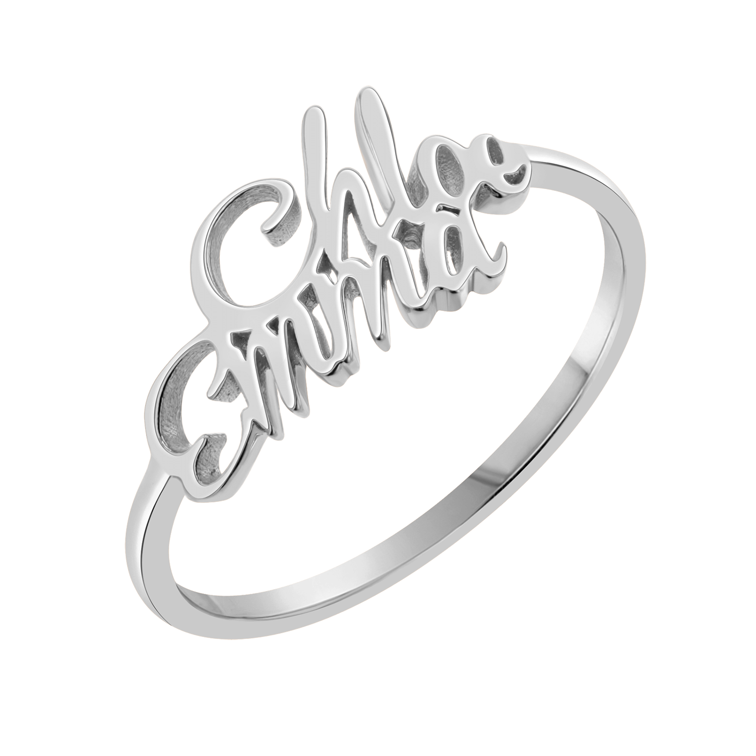 Script Double Name Ring