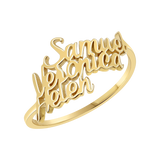 Script Custom Triple Name Ring